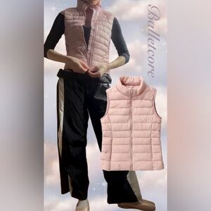 🩰 Balletcore Quilted Puffer Vest - Blush Pink